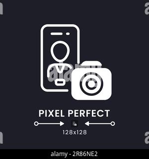 Photography app white solid desktop icon Stock Vector