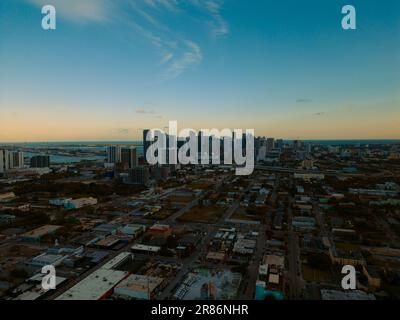 Downtown Miami & Wynwood Drone Shot Stock Photo