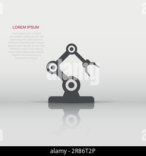 Robot arm icon in flat style. Mechanic manipulator vector illustration on white isolated background. Machine business concept. Stock Vector