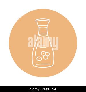 Soy sauce in glass bottle black line icon. Traditional asian condiment. Pictogram for web page Stock Vector