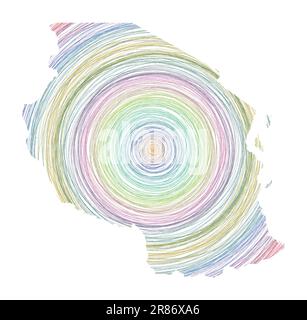 Tanzania map filled with concentric circles. Sketch style circles in shape of the country. Vector Illustration. Stock Vector