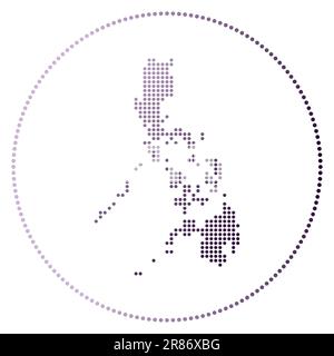 Philippines digital badge. Dotted style map of the Philippines in a circle. Tech icon of the country with gradient dots. Superb vector illustration. Stock Vector