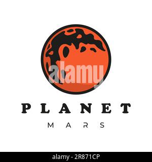 Retro Vintage Red Mars Planet Symbol Illustration for Outer Space Science Logo Design Vector,template,icon Stock Vector