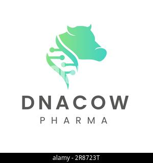 DNA Logo Templates. Genetics Vector Design.DNA Inspiration Cow Science and Medicine Illustration Stock Vector