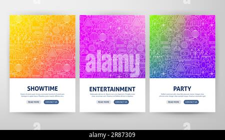 Entertainment Flyer Concepts. Vector Illustration of Outline Design. Stock Vector