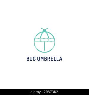 Bug Umbrella Logo. Animal Logo Design. Bug Icon Stock Vector