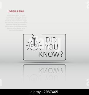Did You Know icon in flat style. Question mark vector illustration on white isolated background. Attention banner business concept. Stock Vector