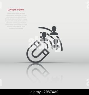 Lead conversion icon in flat style. Attract vector illustration on white isolated background. Magnet business concept. Stock Vector