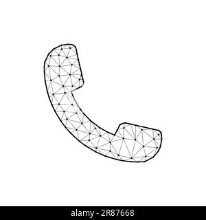 Handset polygonal vector illustration isolated on white background. Phone symbol in abstract style Stock Vector