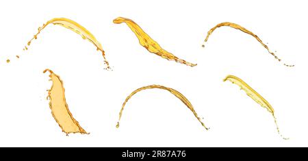 Splashes of tasty fresh juice isolated on white, collage design Stock Photo