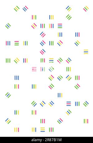 Abstract colored small oblique and straight lines. Vector illustration of blue, green, pink and yellow lines. It can be used for wallpaper, carpet. Stock Vector