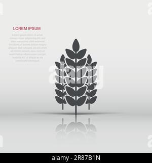 Wheat icon in flat style. Barley vector illustration on white isolated background. Harvest stem business concept. Stock Vector