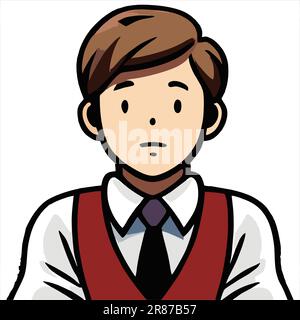 man young adult icon image, Illustration material of emotions and gestures of a young man in a suit　Ceremonial occasion mourning clothes Stock Vector