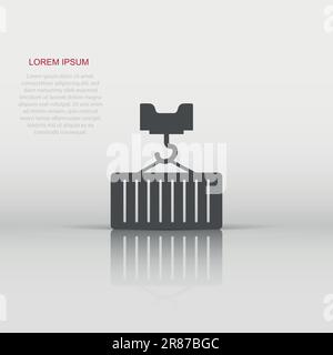 Container icon in flat style. Delivery cargo vector illustration on white isolated background. Freight box business concept. Stock Vector
