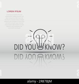 Did You Know icon in flat style. Question mark vector illustration on white isolated background. Attention banner business concept. Stock Vector