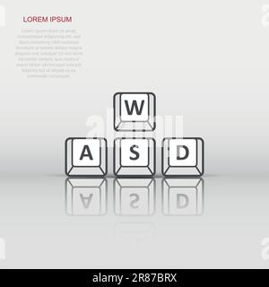 Wasd button icon in flat style. Keyboard vector illustration on white isolated background. Cybersport business concept. Stock Vector