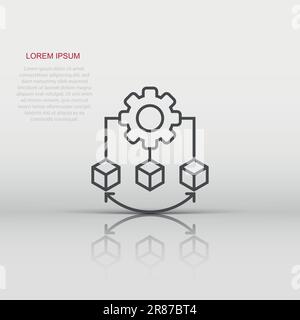 Api technology icon in flat style. Algorithm vector illustration on white isolated background. Gear with arrow business concept. Stock Vector