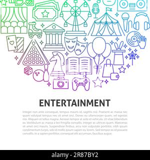 Entertainment Line Concept. Vector Illustration of Outline Design. Stock Vector