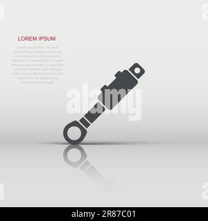 Hydraulic icon in flat style. Cylinder vector illustration on white isolated background. Equipment business concept. Stock Vector