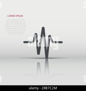 Sound wave icon in flat style. Heart beat vector illustration on white isolated background. Pulse rhythm business concept. Stock Vector