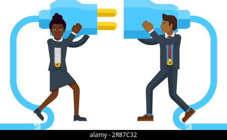 Connecting Electrical Plug Together People Concept Stock Vector