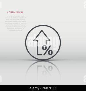 Growth arrow icon in flat style. Revenue vector illustration on white isolated background. Increase  business concept. Stock Vector