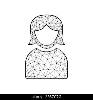 Female user polygonal vector illustration isolated on white background Stock Vector