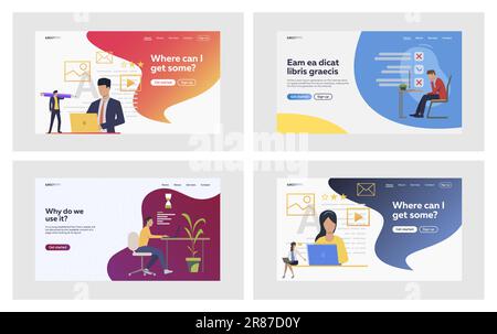Office employees working on project set Stock Vector