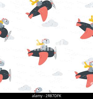 Cute dinosaur with plane, vector design. T-shirt graphic illustration for kids. Invitations, birthday celebrations and postcards for special occasions Stock Vector