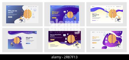 Set of business man brainstorming at work Stock Vector