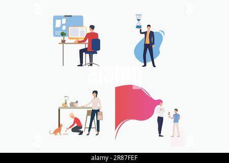 Work and life balance set Stock Vector