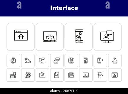 Interface line icon set Stock Vector