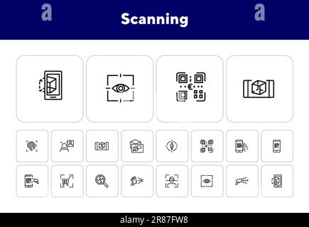 Scanning line icon set Stock Vector