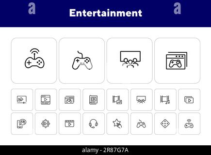 Entertainment line icon set Stock Vector