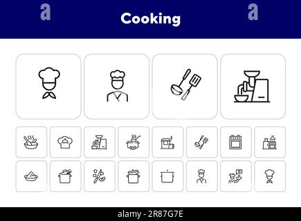 Cooking line icon set Stock Vector