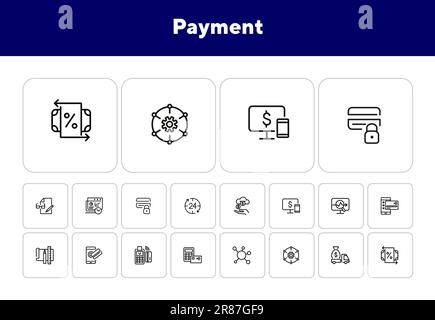 Payment line icon set Stock Vector