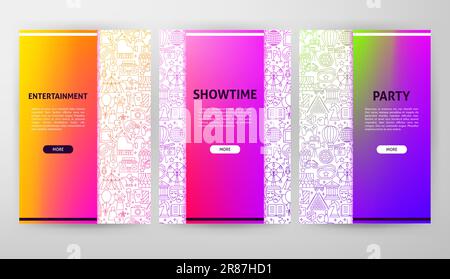 Entertainment Web Design. Vector Illustration of Outline Concept. Stock Vector