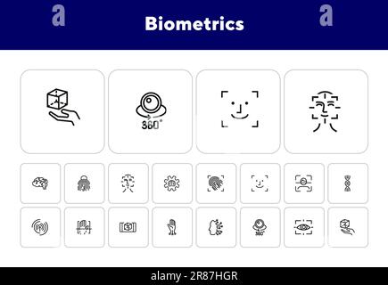 Biometrics line icon set Stock Vector