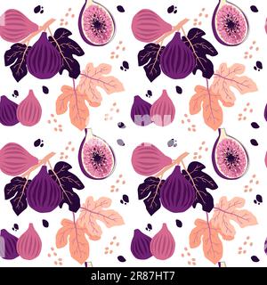 Tropical seamless pattern with figs. Vector bright print for fabric brands packaging wallpaper. Stock Vector