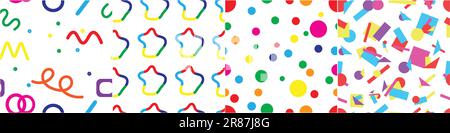 Seamless retro 80's abstract patterns for fabric, prints, covers, textiles and more.  Collection of 4 trendy colorful abstract patterns Stock Vector