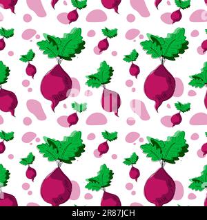Beetroot graphic vegetable color seamless pattern sketch illustration vector Stock Vector