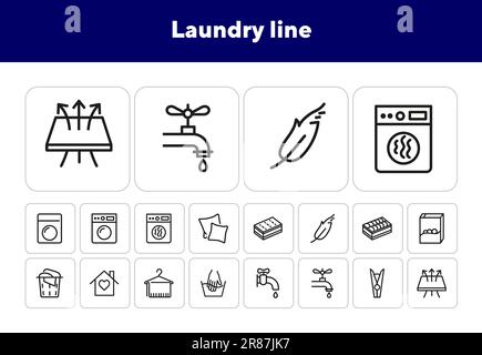 Laundry line icons Stock Vector