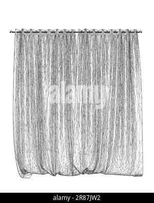Curtain isolated wireframe. Curtains wireframe icon line element ...