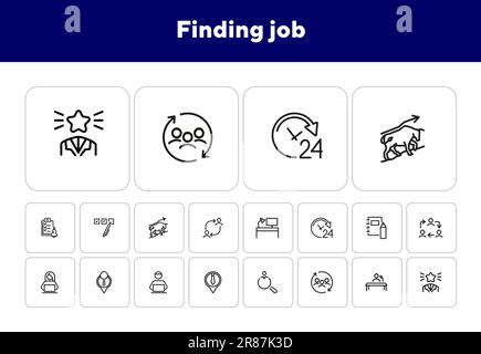 Finding job line icon set Stock Vector
