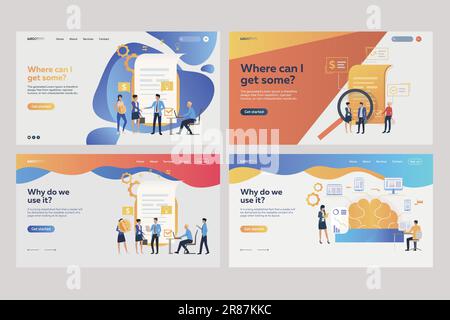 Collection of business analysts working with financial reports Stock Vector