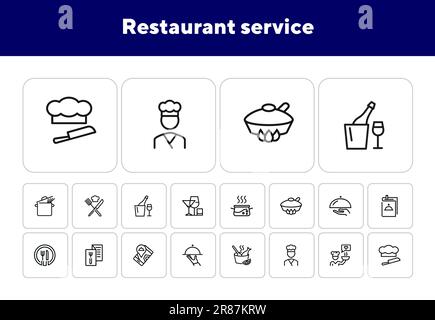 Restaurant service line icon set Stock Vector