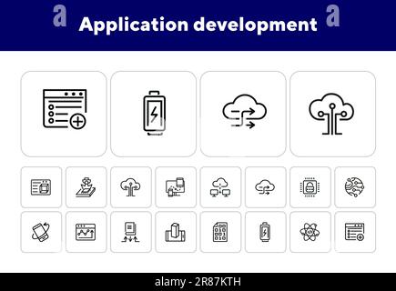 Application development line icon set Stock Vector