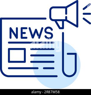 Breaking news. Folded newspaper and megaphone. Pixel perfect Stock Vector