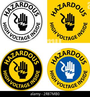 Hazardous High Voltage Inside Sign On White Background Stock Vector