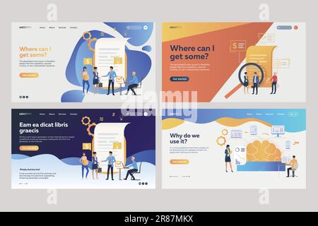 Set of business analysts working with financial reports Stock Vector